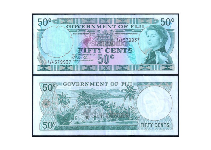 FIJI 50 CENTS 1971 P-64b XF GRADE SERIAL# 9937