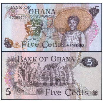 GHANA 5 CEDIS 1977 P-15 aUNC