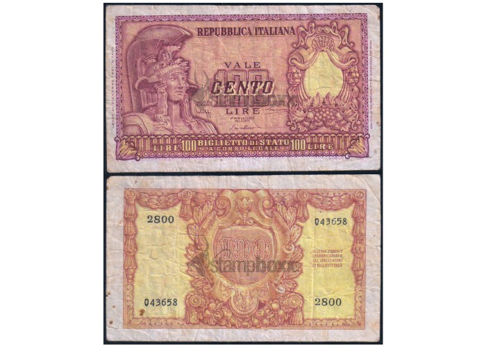 ITALY 100 LIRE 1951 P-92 USED