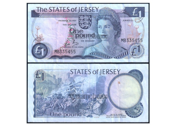 JERSEY 1 POUND 1988 P-11b USED SERIAL# 5455