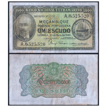 MOZAMBIQUE (PORTUGUESE ) 1 ESCUDO 1944 P-92 USED - RARE