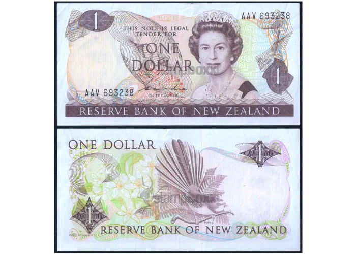 NEW ZEALAND 1 DOLLAR 1981-92 P-169a XF SERIAL 3238