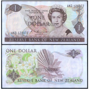 NEW ZEALAND 1 DOLLAR 1981-92 P-169b XF SERIAL 8072