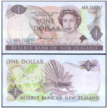 NEW ZEALAND 1 DOLLAR 1981-92 P-169a XF+ SERIAL 0297