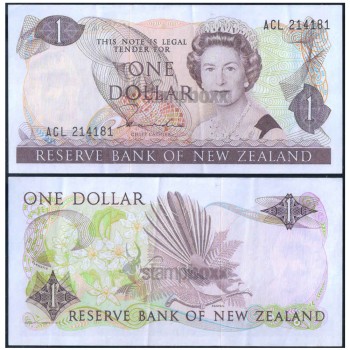 NEW ZEALAND 1 DOLLAR 1981-92 P-169a XF+ SERIAL 4181