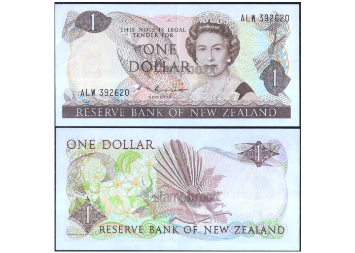 NEW ZEALAND 1 DOLLAR 1981-92 P-169b XF SERIAL 2620