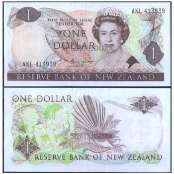 NEW ZEALAND 1 DOLLAR 1981-92 P-169b XF SERIAL 3939