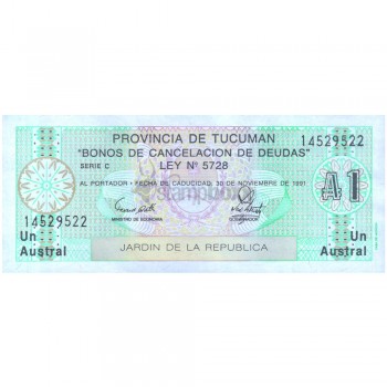 ARGENTINA 1 AUSTRAL 1991 P-S2711 UNC
