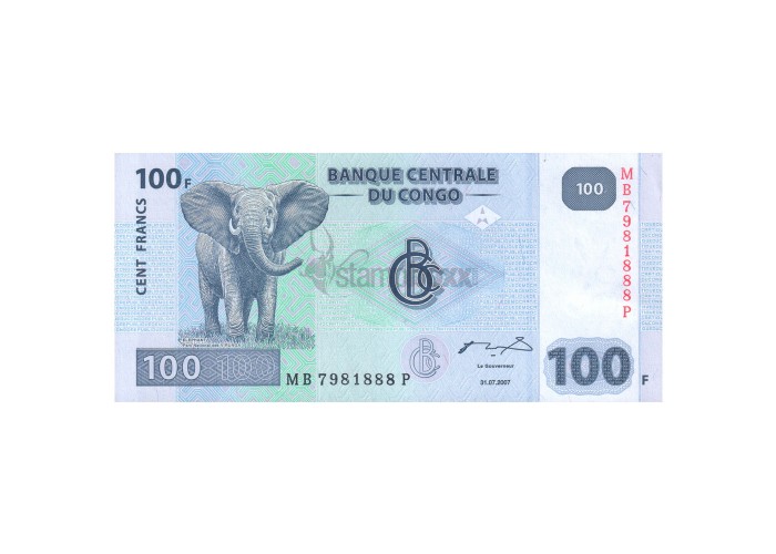 CONGO DEMOCRATIC REPUBLIC 100 FRANCS 2007 P-98A UNC