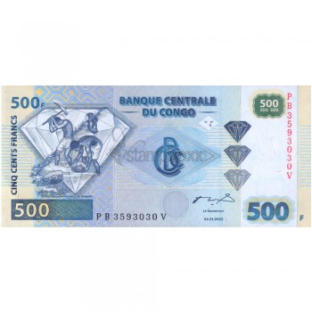 CONGO DEMOCRATIC REPUBLIC 500 FRANCS 2002 P-96a UNC