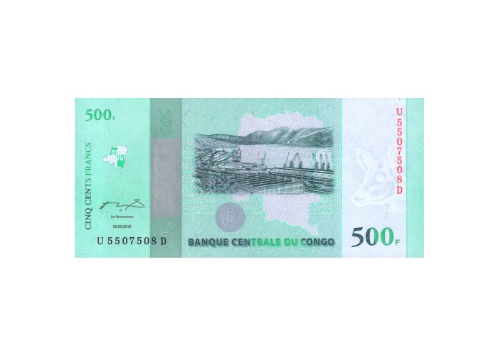 CONGO DEMOCRATIC REPUBLIC 500 FRANCS 2010 P-100 UNC