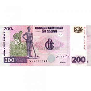 CONGO DEMOCRATIC REPUBLIC 200 FRANCS 2013 P-99b UNC