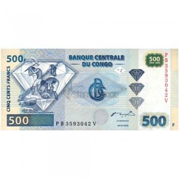 CONGO DEMOCRATIC REPUBLIC 500 FRANCS 2002 P-96a UNC