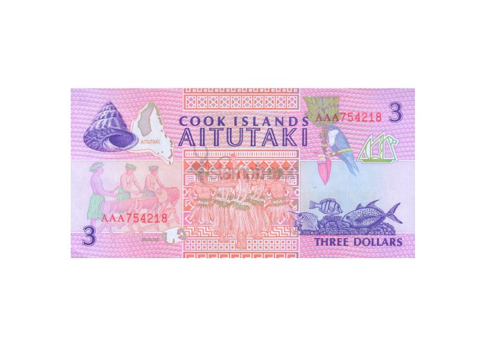 COOK ISLANDS 3 DOLLARS 1992 P-7 UNC