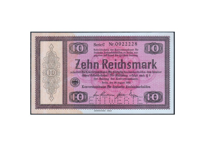 GERMANY 10 REICHMARKS 1933 P-200 UNC SPECIMEN