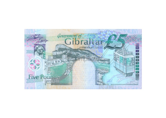 GIBRALTAR  5 POUNDS 1988 P-21b UNC