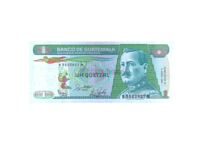 GUATEMALA 1 QUETZAL 1988 P-66 aUNC