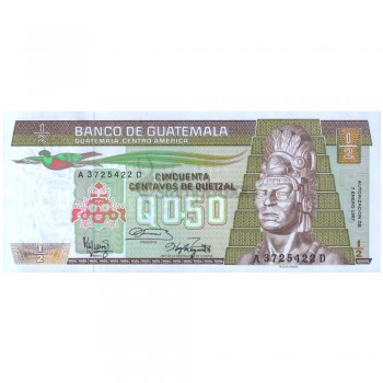 GUATEMALA ½ QUETZAL 1987 P-65 UNC