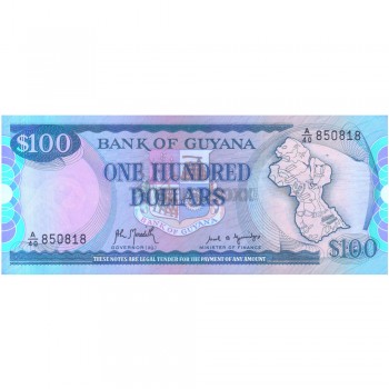 GUYANA 100 DOLLARS 1989 P-28 UNC