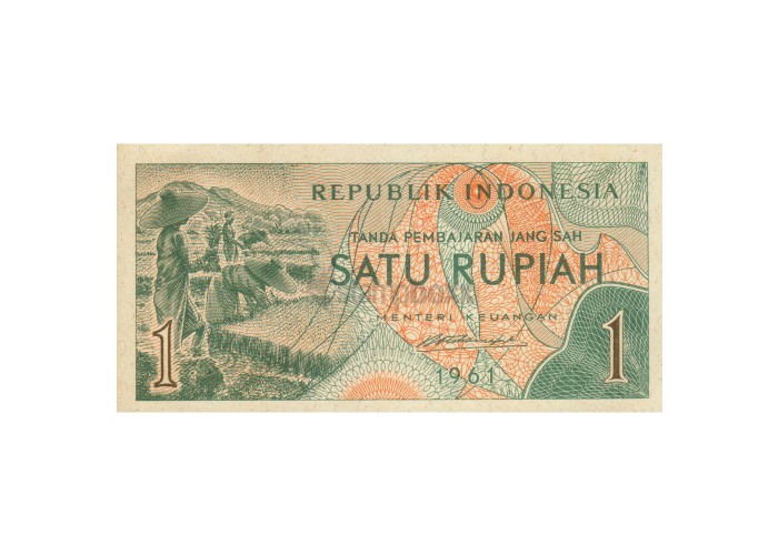 INDONESIA (REPUBLIC ISSUE) 1 RUPIAH 1961 P-78 UNC