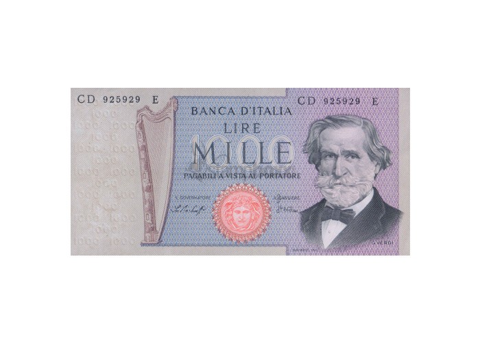 ITALY 1000 LIRE 1969-81 P-101 UNC