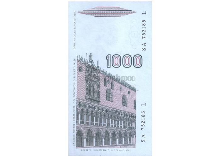 ITALY 1000 LIRE 1982 P-109 UNC