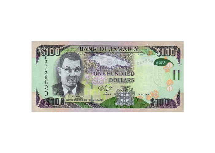 JAMAICA 100 DOLLARS 2018 P-95 UNC HYBRID POLYMER