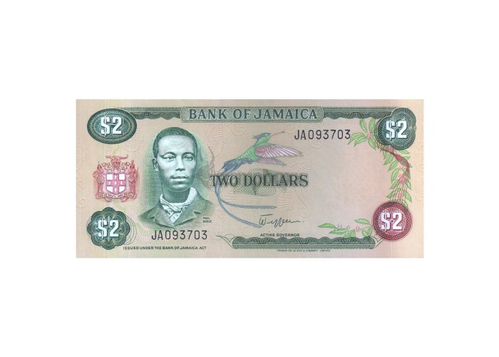 JAMAICA 2 DOLLARS 1985 P-65a UNC