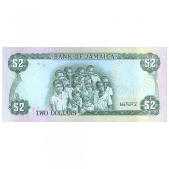 JAMAICA 2 DOLLARS 1985 P-65a UNC