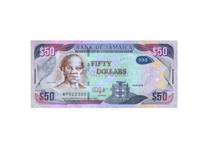 JAMAICA 50 DOLLARS 2018 P-94 UNC