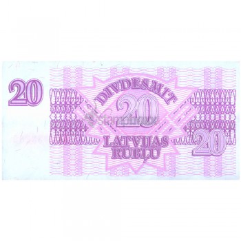 LATVIA 20 LATVIJAS RUBLI 1992 P-39 UNC