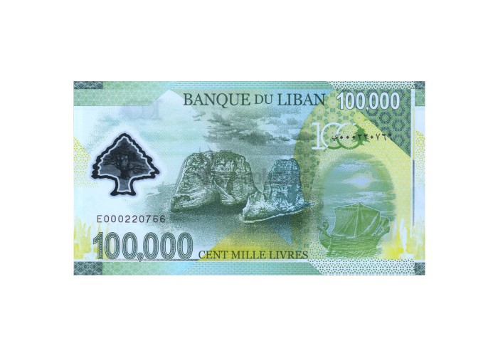 LEBANON 100000 LIVRES 2020 P-NEW UNC POLYMER