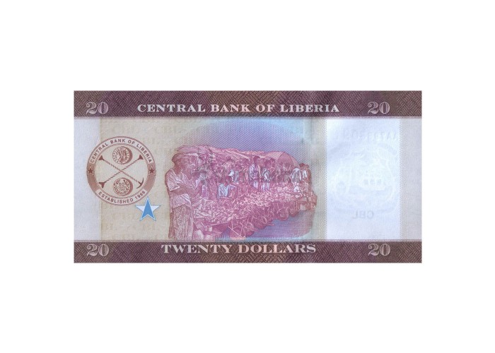 LIBERIA 20 DOLLARS 2016 P-33a UNC