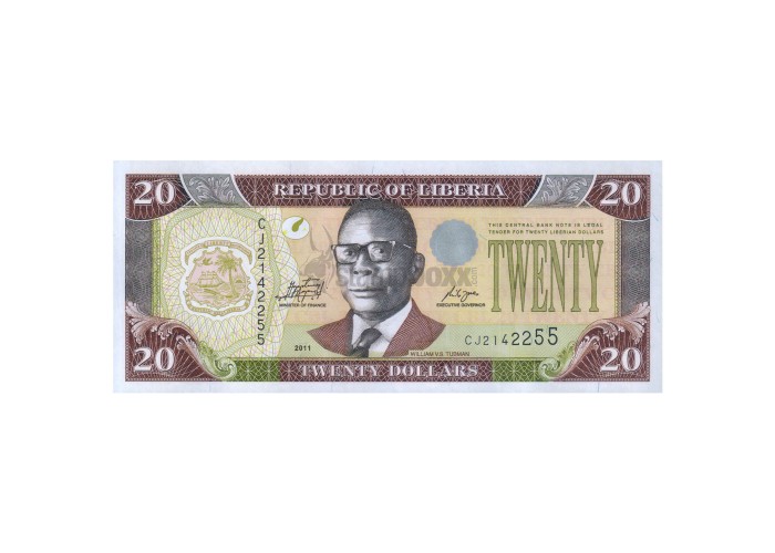 LIBERIA 20 DOLLARS 2011 P-28g UNC