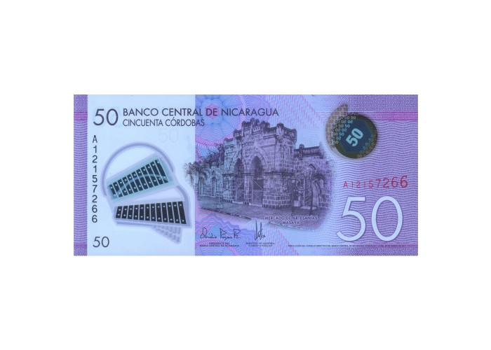 NICARAGUA 50 CORDOBAS 2015 P-211 UNC POLYMER