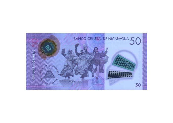 NICARAGUA 50 CORDOBAS 2015 P-211 UNC POLYMER
