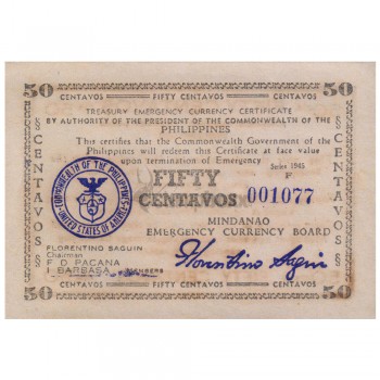 PHILIPPINES 50 CENTAVOS 1943 PS-514 UNC