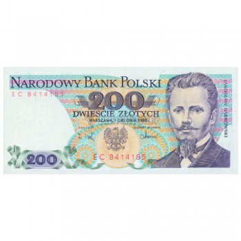 POLAND 200 ZLOTYCH 1988 P-144c UNC