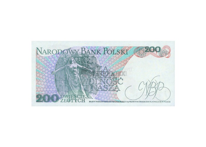 POLAND 200 ZLOTYCH 1988 P-144c UNC