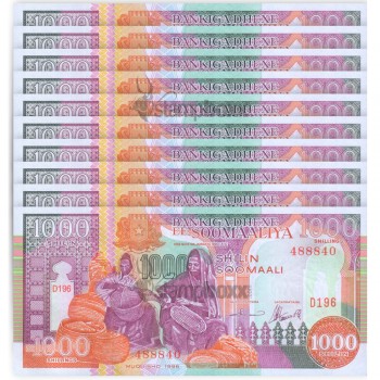 SOMALIA 1000 SHILIN SOOMAALI 1996 P-37b UNC x10pc