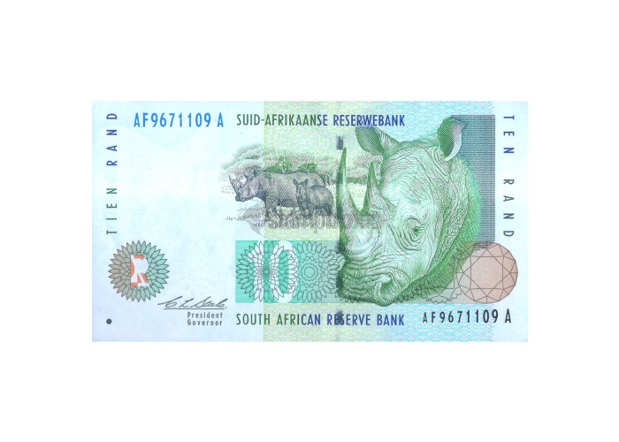 SOUTH AFRICA 10 RAND 1993-99 P-123 UNC