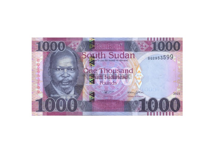 SOUTH SUDAN 1000 POUNDS 2021 P-17 UNC