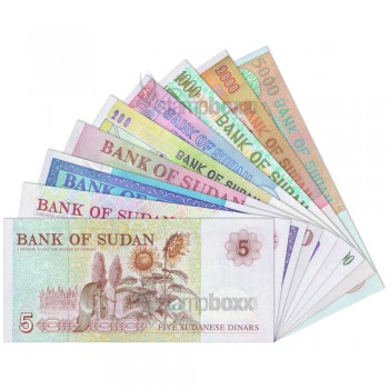 SUDAN 5-10-25-50-100-200-500-1000-2000-5000 DINARS 1992-1998 10 NOTES SET 