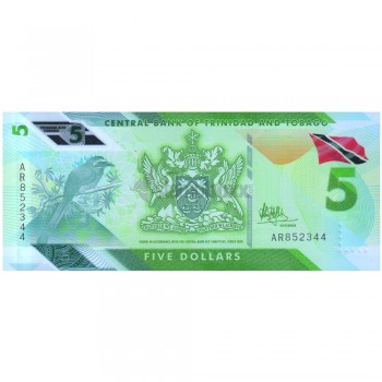 TRINIDAD & TOBAGO 5 DOLLAR 2020 P-NEW UNC