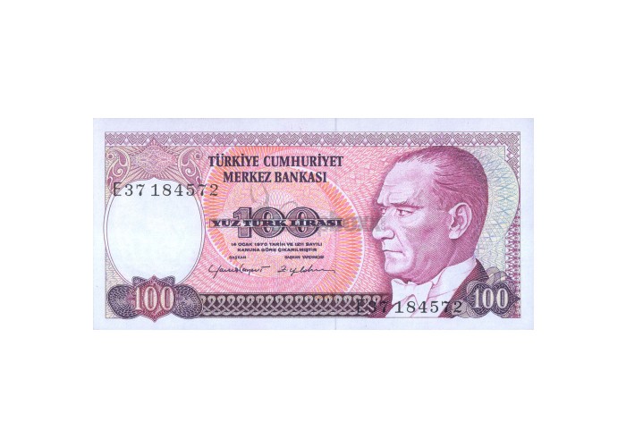 TURKEY 100 LIRASI 1970 P-194 UNC