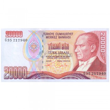 TURKEY 20000 LIRASI 1970 P-202 UNC