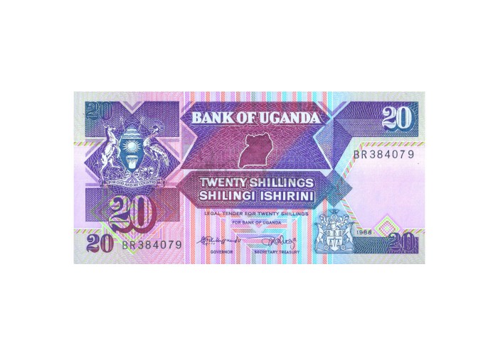 UGANDA 20 SHILLINGS 1988 P-29 UNC