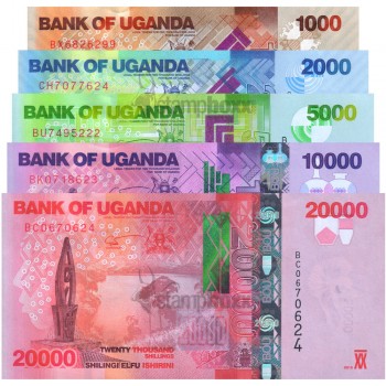 UGANDA 1000-2000-5000-1000-20000 SHILLINGS UNC