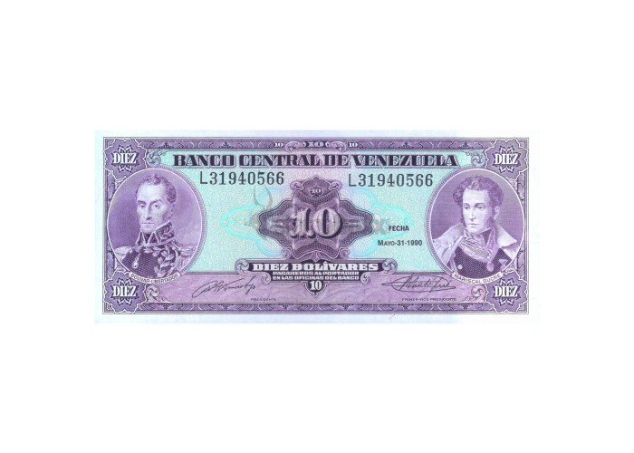 VENEZUELA 10 BOLIVERS 1986-95 P-61 UNC