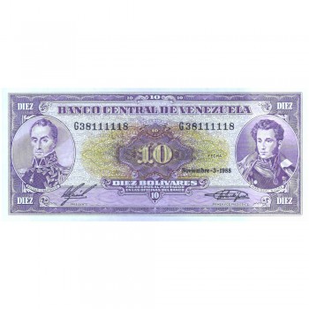 VENEZUELA 10 BOLIVARES 1988 P-62 UNC